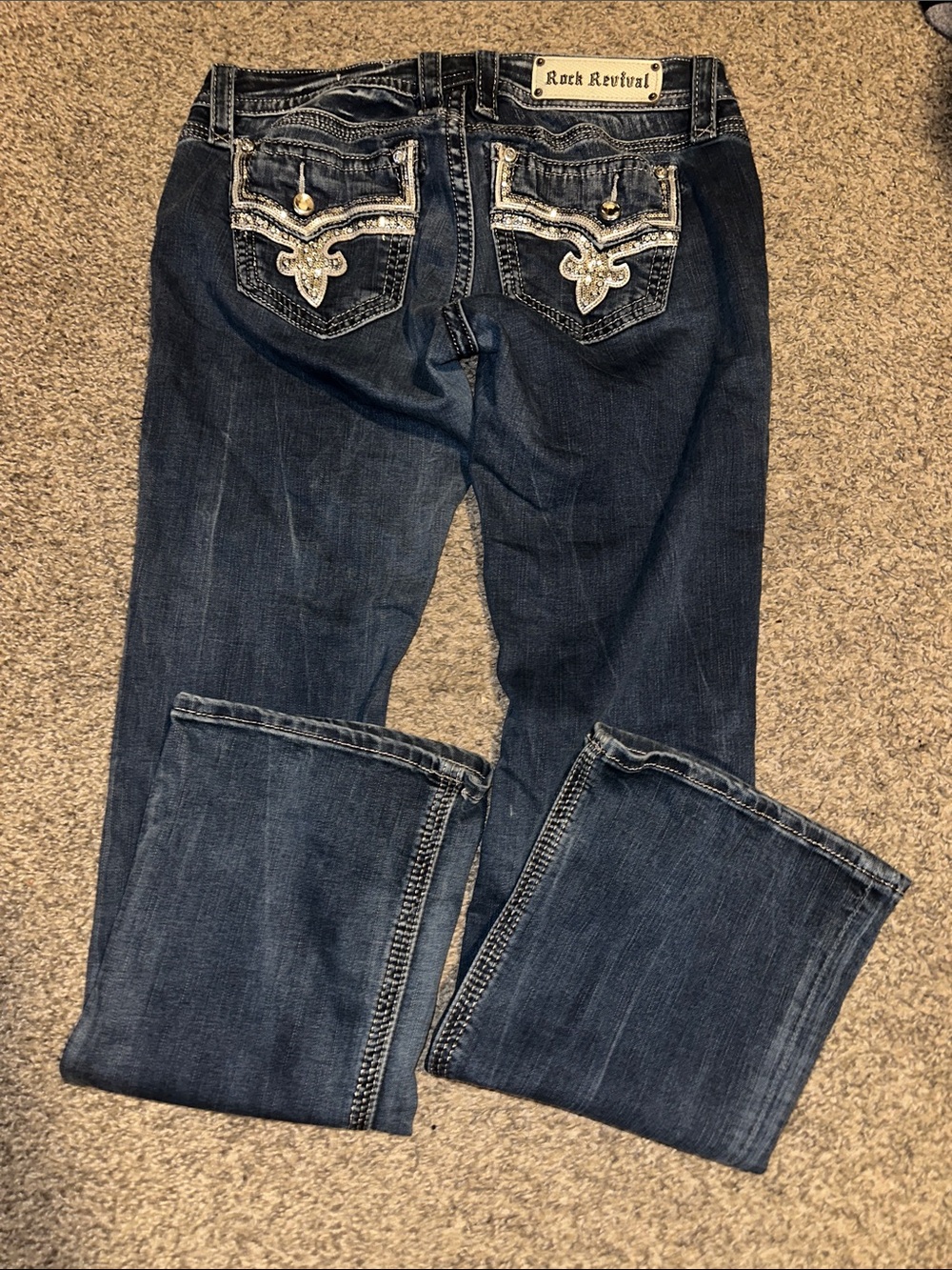 Rock Revival Women's Dark Blue BettyBoot Cut Jeans with Embellished Back Pockets